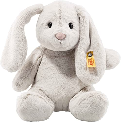 Steiff Hoppie 080470 - Conejo de Peluche con Orejas para Dormir - Soft Cuddly Friends - Peluche para niños - Lavable - Gris Claro (080470)