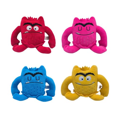RolyEnttain 4 piezas de juguete de peluche de monstruo de colores, juguetes de peluche para 4 monstruos emocionales, regalos de cumpleaños para niños y niñas