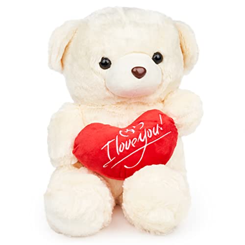 THE TWIDDLERS - Oso de Peluche Blanco de 50 cm - Romántico Teddy Bear Regalo de San Valentín, Novios, Aniversario y para Niños