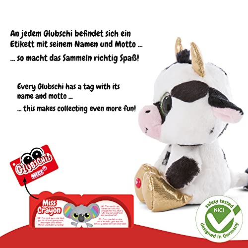 NICI Original – La Vaca Moolon de Glubschis 25 cm – Animal de Relleno con Grandes Ojos Brillantes – Suave Esponjoso para los Amantes de Juguetes tiernos, Color Blanco, (47668)