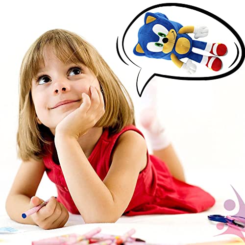 Sonic Peluche Juguete, Sonic Peluche Muñeco, Niños Peluche Juguete Animados Muñeco de Peluche Dibujos Animados Peluche Muñeca para Niños Cumpleaños Regalo, Colección de Abanicos