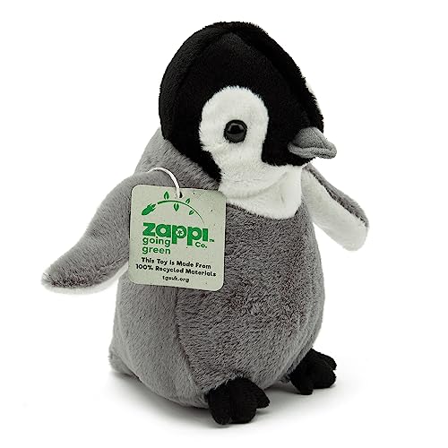Zappi Co Peluche 100% Reciclado de Polluelo de pingüino (22cm de Ancho) Suave, Mullido, ecológico, colección de Animales para recién Nacidos Primer Hijo
